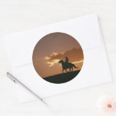 Galloping Cowboy Silhouette Ronde Sticker (Envelop)