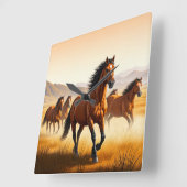 Galloping door de tijd: paard-geïnspireerde klokke vierkante klok (Hoek)