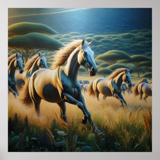 Galloping door de wei poster (Voorkant)