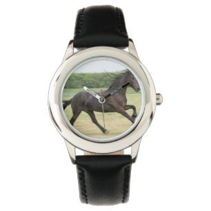 Galloping Friesian Horloge