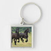 Galloping Friesian Horses Sleutelhanger (Voorkant)