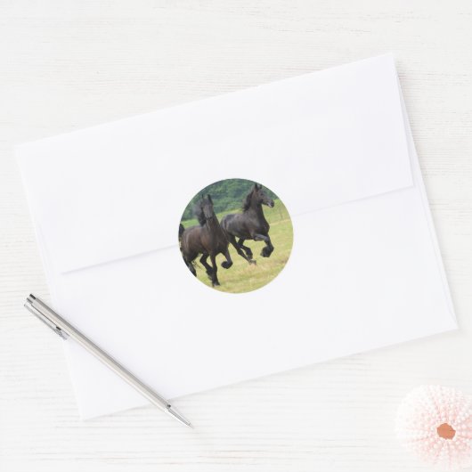 Galloping Friesian Horses Stickers (Envelop)