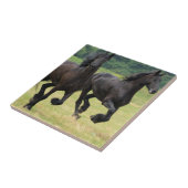 Galloping Friesian Horses Tile Tegeltje (Zijkant)