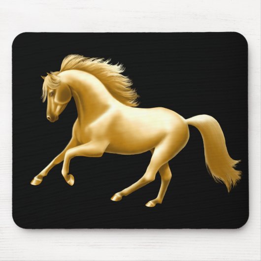 Galloping Golden Horse Mousepad Muismat (Voorkant)