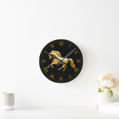 Galloping Golden Horse Wall Clock Ronde Klok (Huis)