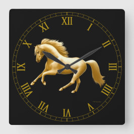 Galloping Golden Horse Wall Clock Ronde Klok