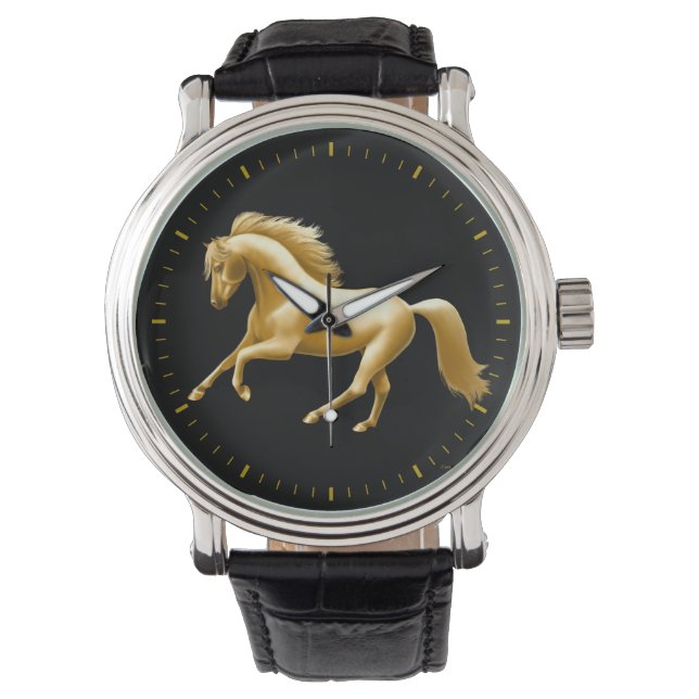Galloping Golden Horse Watch Horloge (Voorkant)