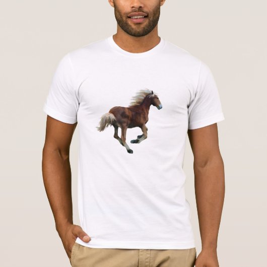 Galloping Haflinger Palomino Horse-Lover T-shirt (Voorkant)