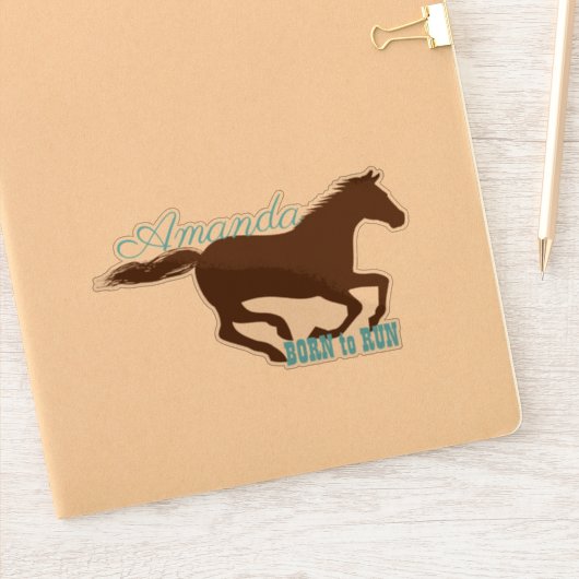 Galloping hardlooppaard silhouet gepersonaliseerd sticker (Notitieboek)