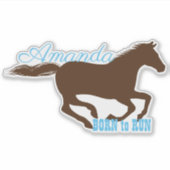 Galloping hardlooppaard silhouet gepersonaliseerd sticker (Voorkant)