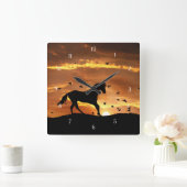 Galloping Horse and Birds Vierkante Klok (Huis)