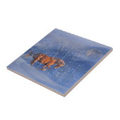 Galloping Horse and Moon in the Snow Art Tegel Tegeltje (Zijkant)