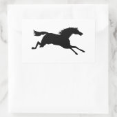 Galloping Horse Black Animal Silhouette Rechthoekige Sticker (Tas)
