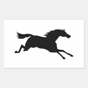 Galloping Horse Black Animal Silhouette Rechthoekige Sticker