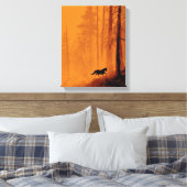 Galloping Horse Blaze Orange Forest Art Canvas Afdruk (Insitu (Slaapkamer))