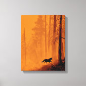Galloping Horse Blaze Orange Forest Art Canvas Afdruk (Voorkant)