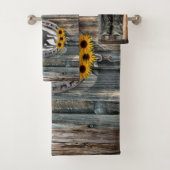 Galloping Horse Cowboy Boots Hoefijzer Sunflower Bad Handdoek (Insitu)