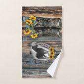 Galloping Horse Cowboy Boots Hoefijzer Sunflower Bad Handdoek (Handdoek)