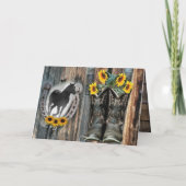 Galloping Horse Cowboy Boots Hoefijzer Sunflower Bedankkaart (Achterkant)