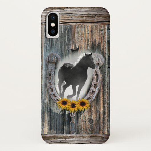 Galloping Horse Cowboy Boots Hoefijzer Sunflower Case-Mate iPhone Case (Achterkant)