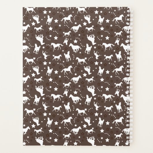 Galloping Horse Equine Equestrian Pattern Brown Planner (Achterkant)
