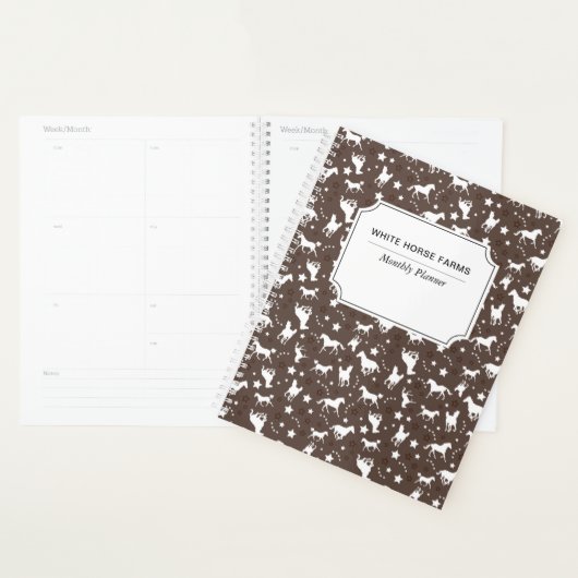 Galloping Horse Equine Equestrian Pattern Brown Planner (Display)