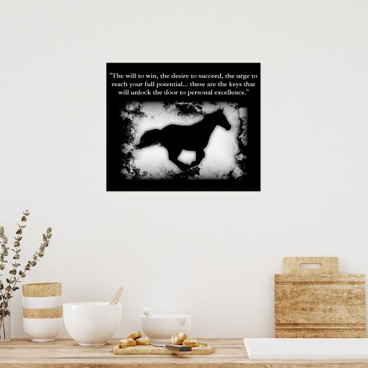 Galloping Horse met Confucius quote Poster (Keuken)