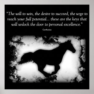 Galloping Horse met Confucius quote Poster
