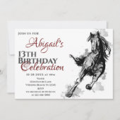 Galloping Horse Sketch Birthday Party Kaart (Voorkant)