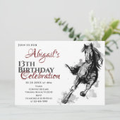 Galloping Horse Sketch Birthday Party Kaart (Staand voorkant)