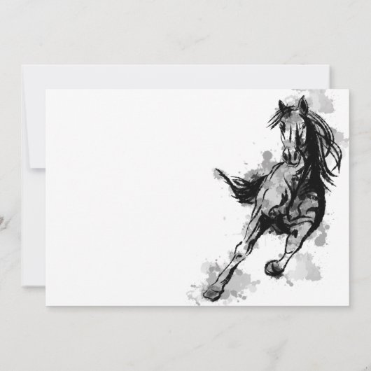 Galloping Horse Sketch Birthday Party Kaart (Achterkant)