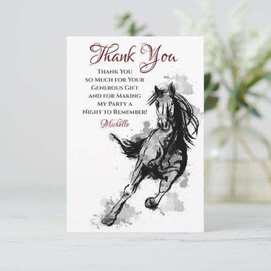 Galloping Horse Sketch Flat Birthday Bedankkaart (Staand voorkant)