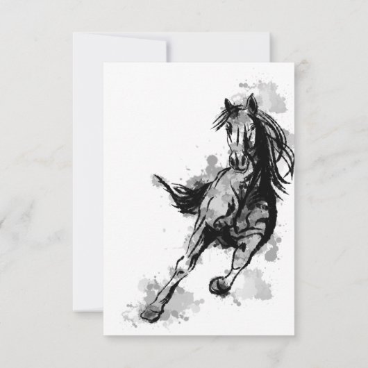 Galloping Horse Sketch Flat Birthday Bedankkaart (Achterkant)