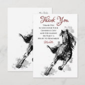 Galloping Horse Sketch Flat Birthday Bedankkaart (Voorkant / Achterkant)