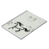 Galloping Horse Sumi-E Ink | Sage Green Custom Notitieboek (Linkerzijde)