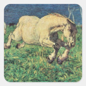 Galloping Horse van Giovanni Segantini,  kunst Vierkante Sticker (Voorkant)
