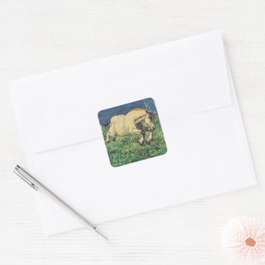 Galloping Horse van Giovanni Segantini,  kunst Vierkante Sticker (Envelop)