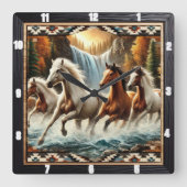 Galloping Horse Waterval Vierkante Klok (Voorkant)