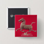 Galloping horse with one Hoof Resting on a Vierkante Button 5,1 Cm (Voorkant /achterkant)