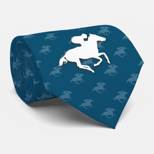 Galloping Horseman | Ocean Blue Sports Gifts Stropdas (Opgerold)