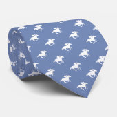 Galloping Horseman Pattern | Blauwe grijze derby Stropdas (Opgerold)
