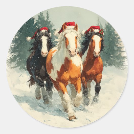 Galloping Horses Christmas Sticker (Voorkant)