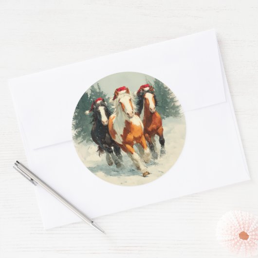 Galloping Horses Christmas Sticker (Envelop)
