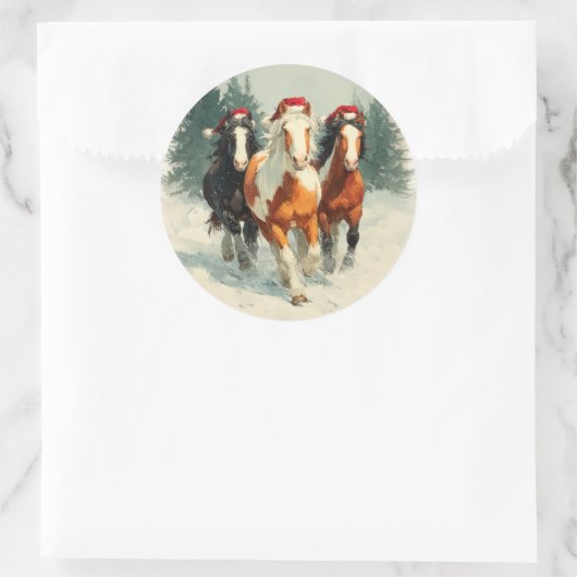 Galloping Horses Christmas Sticker (Tas)