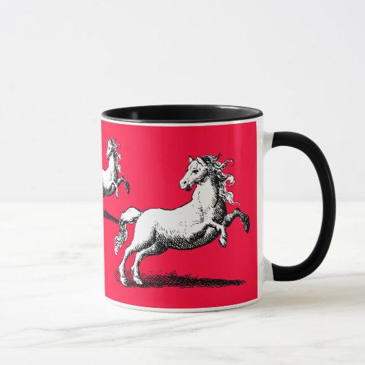 Galloping Horses Elegant Red en Black Mok (Rechts)