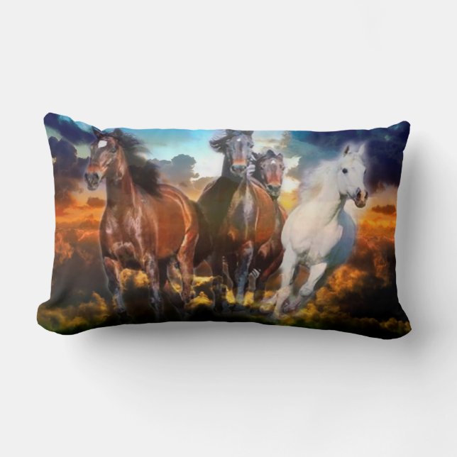 Galloping Horses Pillow Cushion Kussen (Voorkant)