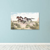 Galloping Horses Wrapped Canvas (Insitu (Houten vloer))