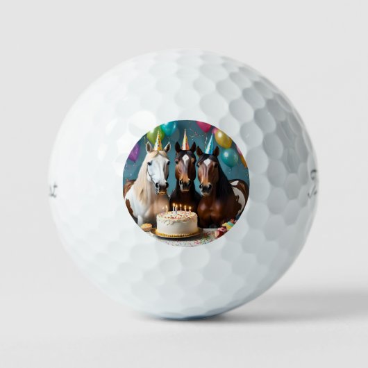 Galloping In Fun: Een Paard Verjaardagsviering Golfballen (Voorkant)
