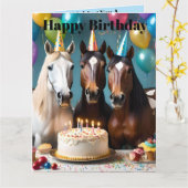 Galloping In Fun: Een Paard Verjaardagsviering Kaart (Gele Bloem)