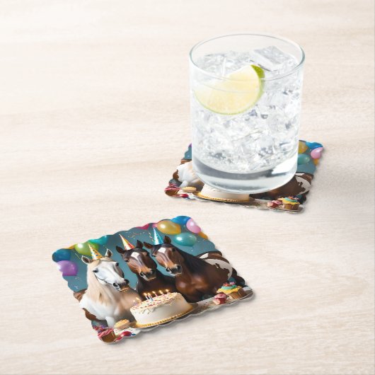 Galloping In Fun: Een Paard Verjaardagsviering Kartonnen Onderzetters (Insitu)